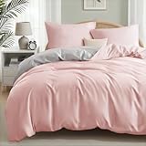 Exclusivo Mezcla Funda Nordica Bicolor Cama 135/150 - Funda Edredón 220x240cm y 2 Fundas de Almohada 80x80cm de Microfibra, Rosa