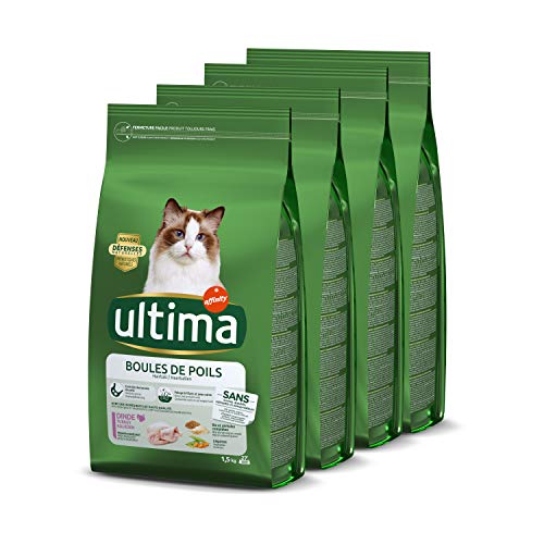 Ultima Croquettes Contrôle des Boules de Poils au Dinde pour Chat - Lot de 4