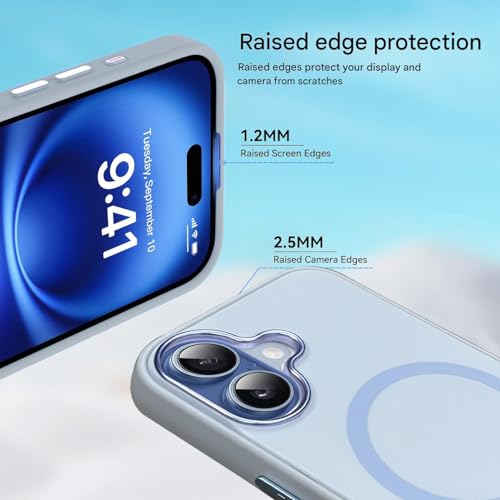 Image of Elzzi Magnetic for iPhone 17 Case (2025) (Compatible with MagSafe)(Military Grade Drop Protection) Matte Shockproof with Anti-Fingerprint Phone Cover, 6.3''|Official Blue
