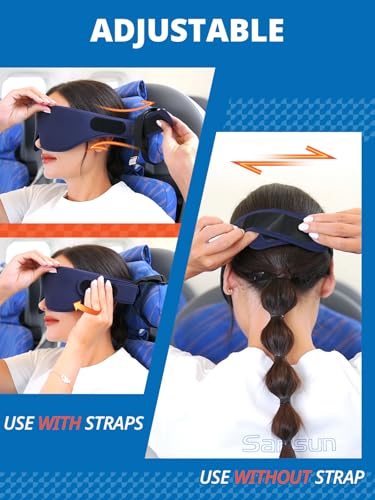 SARISUN Máscara de olho 3D com alça de cabeça de avião, almofada de viagem alternativa para voos lon