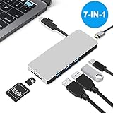 Multi-Port USB C Hub Type C Adapter, Neefeaer USB C to HDMI Adapter Thunderbolt 3 Hub with 4K HDMI, 3 USB 3.0 Ports, SD TF Card Reader, Type C Charging Port for MacBook, Chromebook and USB C Laptops