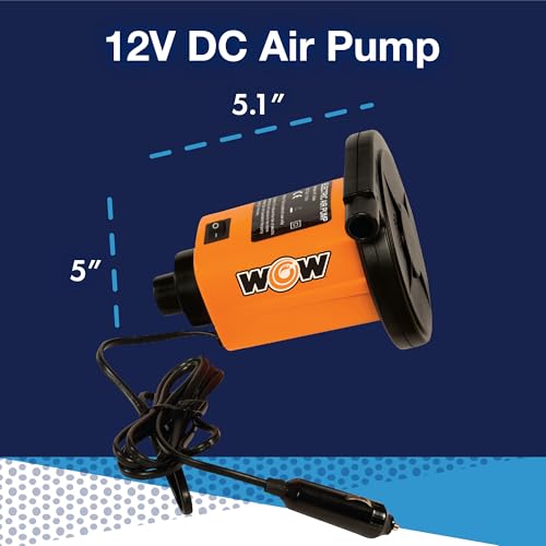 Image of WOW Sports Electric Air Inflator, Air Pumps for Inflatables, Towables and Others, Comes with DC Power Adapter and Cord, 1.0 PSI