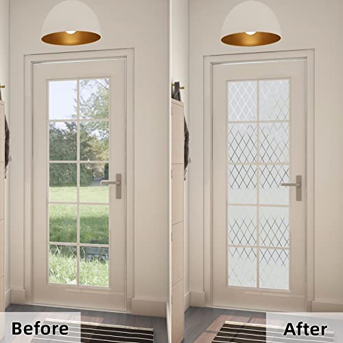 Velimax Lattice Frosted Window Film Window Privacy Film Static Cling Window Vinyl Opaque Glass Sticker Non Adhesive Anti-Uv 17.7X78.7 Inches #TOP4