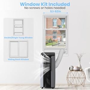 Tosot 9700btu 5000 btu sacc portable air conditioner smart wifi control ac unit with dehumidifier fan window kit for easy installation cool rooms up to 300 square feet shiny series  urban country home decor