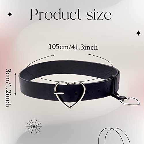 Heart Shape Belts Wide Black Leather Waist Belt Women Jeans Pants Dresses with Alloy Buckle2