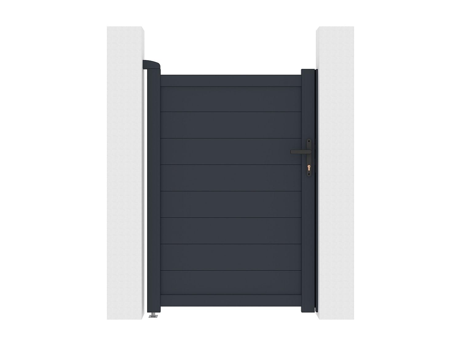 Vente-unique - Puerta batiente de aluminio sÛlido L103 x H150 cm antracita - NAZARIO