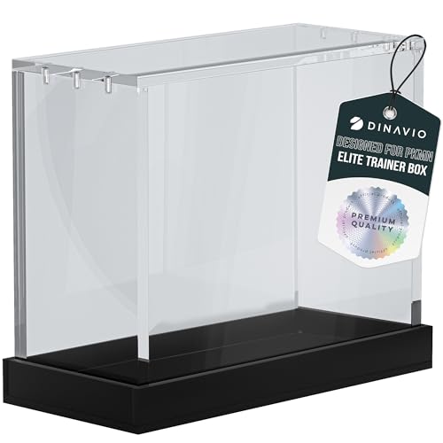 Dinavio Crafthouse Elite Trainer Box Acrylic Case - ETB Protector Case - Elite Trainer Box Protector - 8mm + 5mm Acrylic 5x3mm Magnets - Compatible with PKMN ETB Boxes (Black Base) by Dinavio Crafthouse - Used condition - US$31.30
