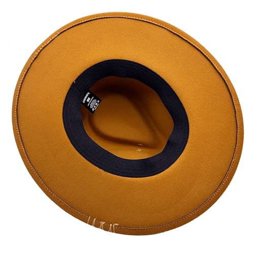 Image of Classic Wide Brim Fedora Hat for Women Man Floppy Panama Hat Western Felt Outdoor Hat with Band Sun Protection