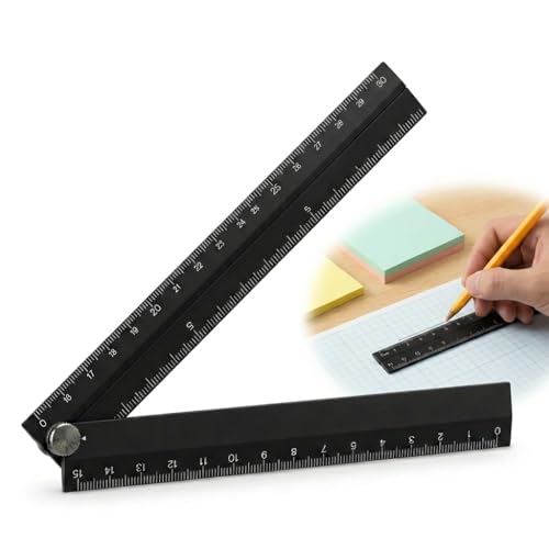 Image of 30cm Folding Ruler, 90° Foldable Metal Aluminum Ruler 0-300mm