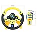deAO Kids Steering Wheel for Backseat with Car Key Pretend Driving Simulated Driving Steering Wheel Toy with Light and Music Gifts for Kids (Yellow)