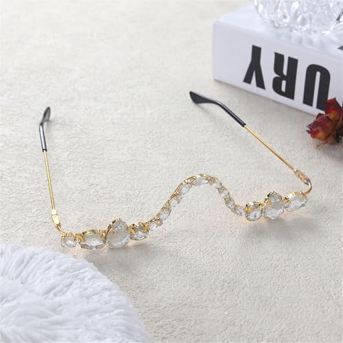 willochra Fashion No Lens Diamond Glasses Frame Square Rhinestone Crystal Sunglasses Fashion Half Frame Jewelry Accessories2