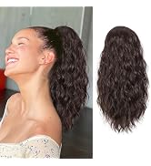 AISI BEAUTY Ponytail Extension Drawstring Ponytail for Women 18 Inch Curly Wavy Synthetic Hair Po...