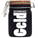 ★ INHALT – 16 x 10 x 10 cm Glas-Spardose mit Korkdeckel und Sparschlitz, Vorhängeschloss Weiß, 3 Schlüssel.