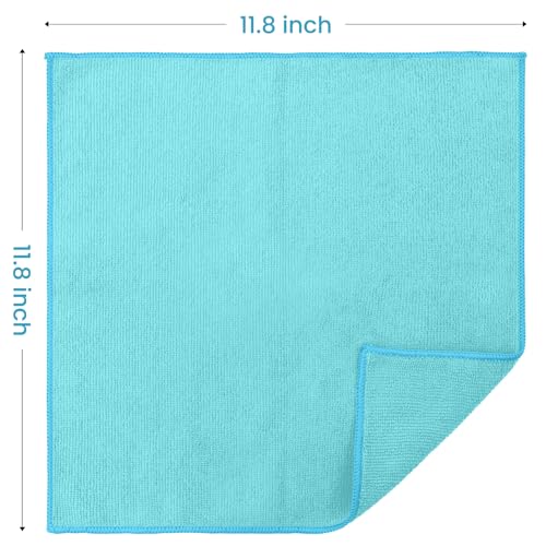 Image of 12 Pack Microfiber Cleaning Cloth, 3 Assorted Colors Cleaning Rags for Housekeeping, Colorful Reusable Microfiber Towels for Car, Kitchen, Bathroom and Household Cleaning Supplies, 11.8 inchX11.8 inch