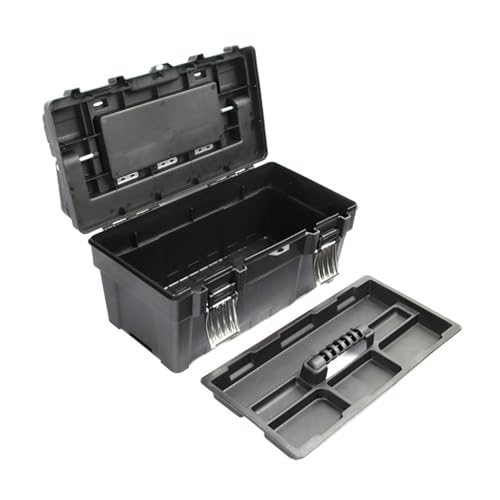 Tool organiser Multipurpose Storage Box Alloy Long Handle Toolbox Household Double Portable Plastic Hardware Tool (black)(Medium) - Image 4