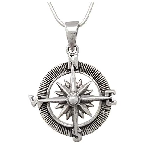 Treasure Bay Silver Compass Pendant Necklace Cover