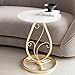 Boho Round Side Table Living Room, Natural Marble Desktop end Tables with Boho Minimalist Metal Floral Base, Modern Decor Bedside nightstand Coffee Table for Living Room Bedroom Sofa Balcony