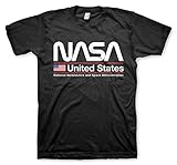 Baumwolle, Kurze Ärmel Nasa United States Worm Logo T-Shirt (XL, Schwarz)