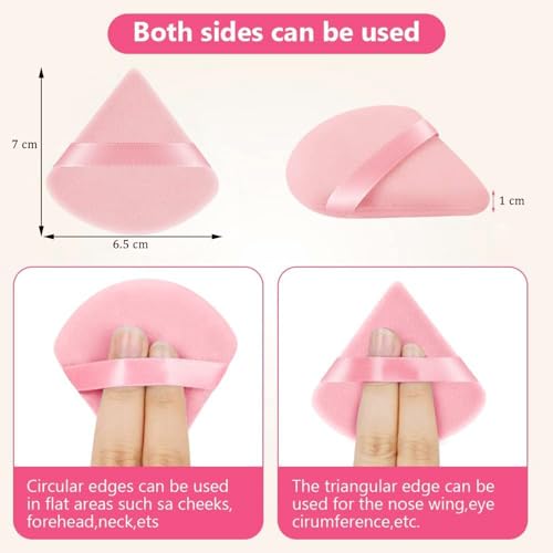 Image of INOVERA (LABEL) 6 Pieces Powder Puff Face Makeup Sponge - Loose Foundation Blending Sponges Set - Triangle Shape Beauty Blender Tool for Wet & Dry Powders (Pink)