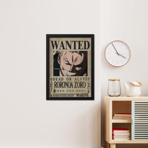 Image of inspire TA RORONOA ZORO Poster One Piece Anime Quotes Painting Wall Frame, Wall Art Laminated Poster With Black Frames (12 X 9 INCH)