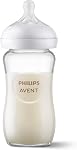 Philips Avent Natural Glass Baby Bottles with Natural Response Nipples (Medium Flow, Flow 3), 8oz, 3-pack, SCY913/03