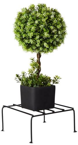 Image of Amazon Brand - Solimo Metal Flower Pot Stand (Black, Set of 2, Square) | Gamla Stand for Home | Plant Stand for Balcony | Premium Flower Pot Stand | Plant Stand for Living Room