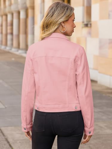 Image of Glamaker Womens Jean Jacket 2026 Basic Trendy Long Sleeve Denim Jackets Button Down Fitted Western Coat with Pockets