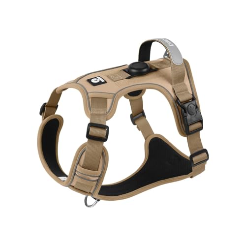Image of No Pull Harness Working Training Easy Control Pet Vest with Handle-Dog Harnesses Reflective Adjustable with A Free Heavy Duty 5ft Dog Leash(Khaki，M)