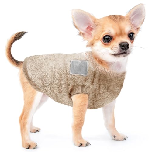 Voarge Haustier-Wintermantel aus Wolle mit D-Ring, Winter Warmer Hund Katzenpullover Kleidung Haustiermantel Kostüm Welpenpullover, Grau, M (Braun, L)