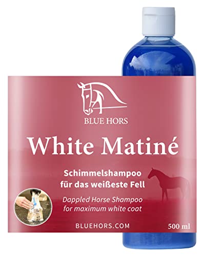 Blue Hors White Matiné | Schimmelshampoo für Pferde für das weißeste Fell, Mähne und Schweif | Das Fell Wird sauber, weich und glänzend | 500 ml Pferdepflege Cover