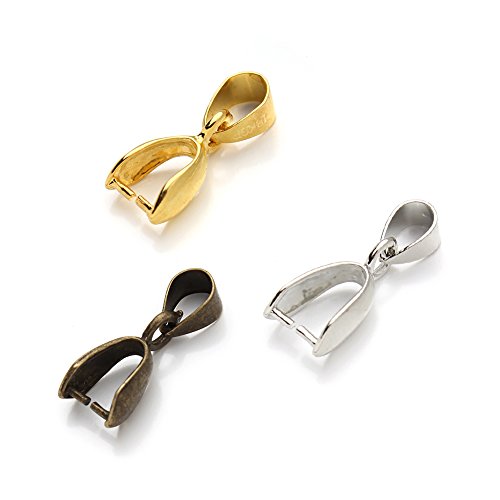 Linsoir Beads Metal Pinch Clip Bail Bead Pendant Connector Jewelry Findings Rhodium Plated 7X20mm Pack of 50 - Thumbnail 2