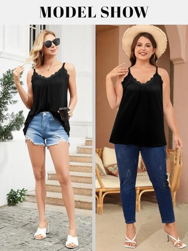 V FOR CITY Flowy Camisole Tops for Women with Built in Bra V Neck Lace Spaghetti Strap Tank Top Loose Fitting Tunic4