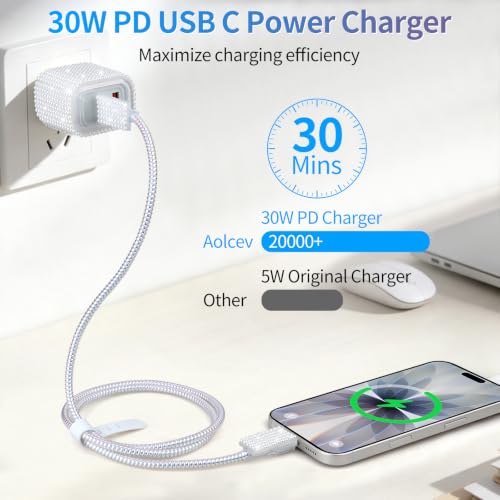 Image of Aolcev for iPhone Charger Fast Charging Pearl USB C Wall Charger Block 30W