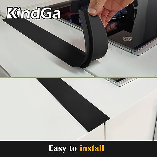 Image of KindGa Silicone Stove Counter Gap Cover - 21 Inch Gap Filler 2 Pack Black | Easy clean gap filler sealing spills between kitchen counter, appliances, stovetop, washer, dryer, oven side stove gap cover
