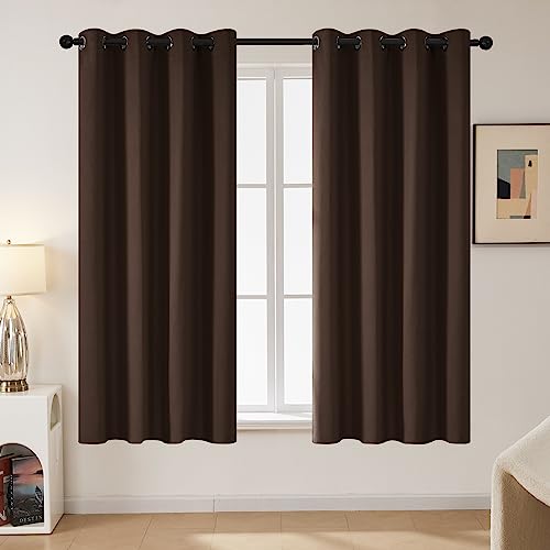 Deconovo Blackout Curtains Super Soft Bedroom Curtains Thermal Insulated Energy Saving Panels for Kids Chocolate 46x63 Inch 2 Panels - Image 2