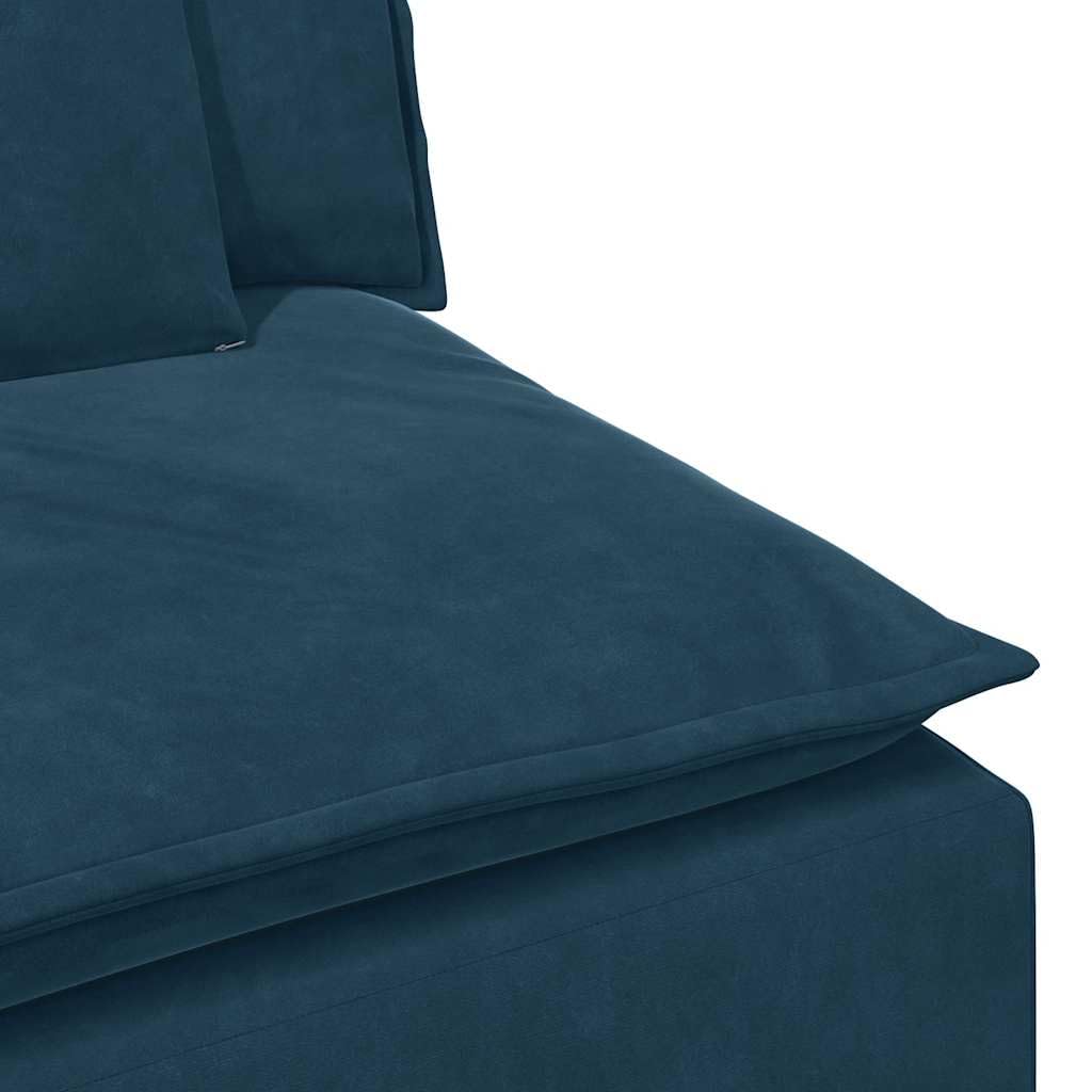 Sofá modular con reposapiés y cojín, marco de metal de terciopelo azul, 324 x 205 x 64 cm, 4 piezas, sofá de 4 piezas con esquina acolchada y elemento de asiento para salón, salón, cine en