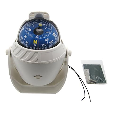 Odowalker Incandescent Light Illuminated White Marine Compass Suitable for Car Boat and Truck (White) Cover