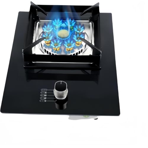 ガスコンロビルトインガスコンロ 7.0Kw 9個口火力リング中華鍋バーナー ブラック強化ガラス テーブルトップクッキング Ng/LPG コンバーチブルガスストーブ コンバーチブルコンロ 家庭用キッチン用 自動パルス点火黒強化ガラス卓上調理、自動パルス点火、