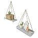 ASLINY [Set of 2 Distressed Wood Hanging Swing Rope Floating Shelves (Rustic White)