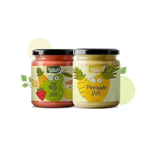 Sweetmate Sugar Free MixFruits and Pineapple Combo Pack Jam - (220gm Each) | Stevia added with Real Fruits | 100% Natural | Diabetic and keto Friendly Sweetened Naturally | Tastes Delicious ( 440 Gram Jam Pack)