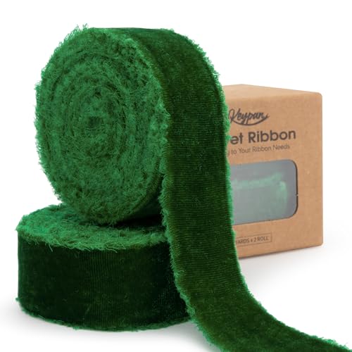 Keypan Emerald Green Velvet Ribbon for Christmas Tree, 1 in x 6 yd