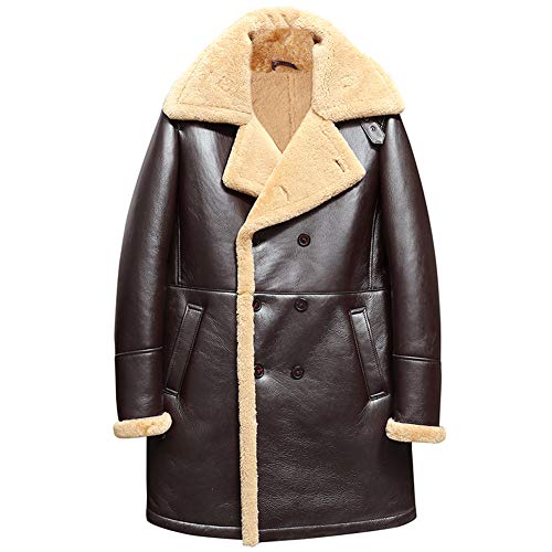 Cappotto in pelle di pecora con cappuccio; dettaglio con cerniera; chiusura frontale con bottone; stile lungo.