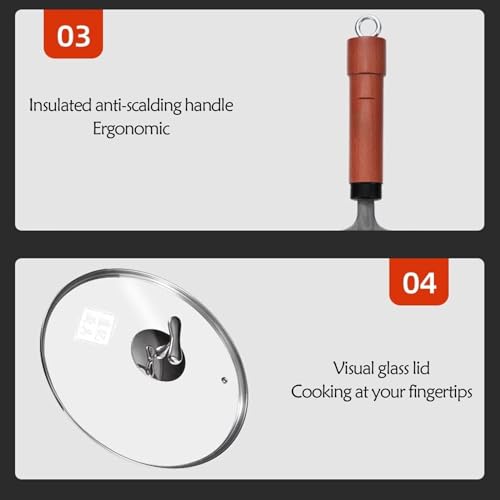 Wok ultraligero de titanio con revestimiento antiadherente y tapa miniatura 6