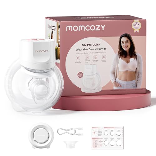 Momcozy Electric Breast Pump | S12 Pro Quick Hands-Free Wireless Portable with DoubleFit Flange 3 Modes and 9 Levels Screen 1 Piece White