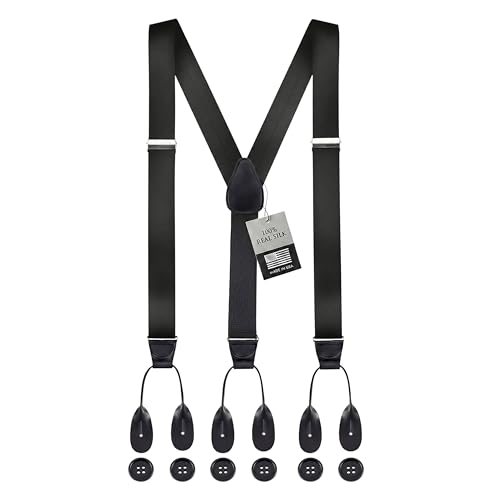 HOLD'EM Tuxedo Suspenders Formal Black 100% Silk Made in USA