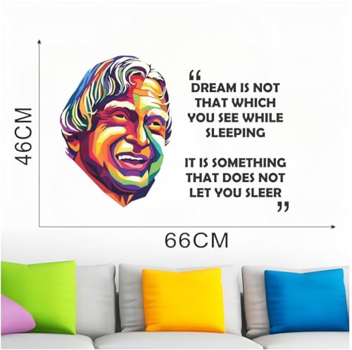 Image of Dr. A.P.J. Abdul Kalam Inspirational Quote Wall Sticker - Motivational Wall Decal for Study Room, Office, Classroom & Home Decor (Size - 46CM X66CM)