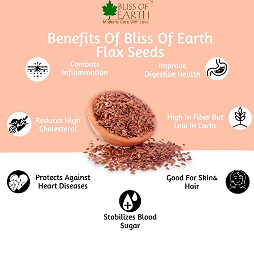 Image of Bliss of Earth Organic Flax Seeds, 600g Pack, Raw Whole Flaxseed for Cooking and Baking, High in Omega-3 Fatty Acids, Gluten-Free, Non-GMO, Rich Source of Fiber and Protein, Superfood for Health