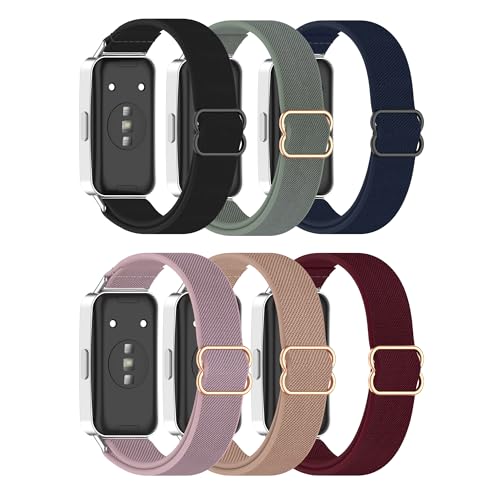 BabyValley Compatible with Huawei Band 10 9 8 Strap, Soft Breathable Adjustable Elastic Sport Strap Replacement Nylon Watch Wristband for Huawei Band 10 9 8 Smartwatch Accessories (6colors)