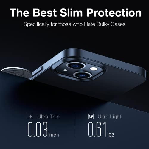 TORRAS Ultra Thin iPhone 14 Case and Screen Protector [Tough Protective yet Slim Grip]Hard iPhone 14 Phone Case Slim Silky Velvety Matte Thin Phone Case for iPhone 14 Cover Case Black(OriginFit Serie)