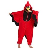 MORNINGFLY Adult Cardinal Onesie Costume Pajamas,birds Onesie Pajamas,Christmas Halloween Cosplay Cardinal Onesie Pajamas for Women men
